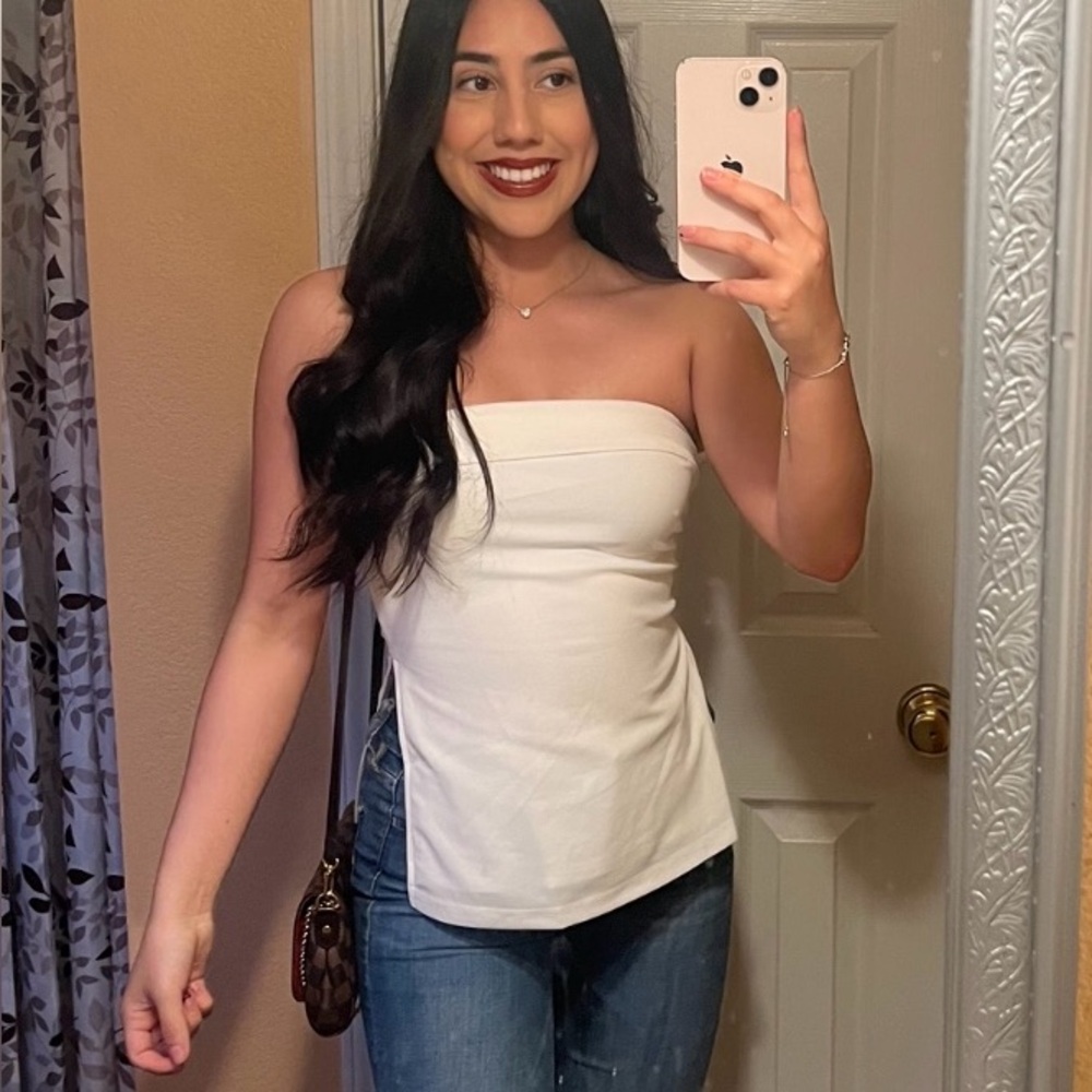 White Strapless Top
